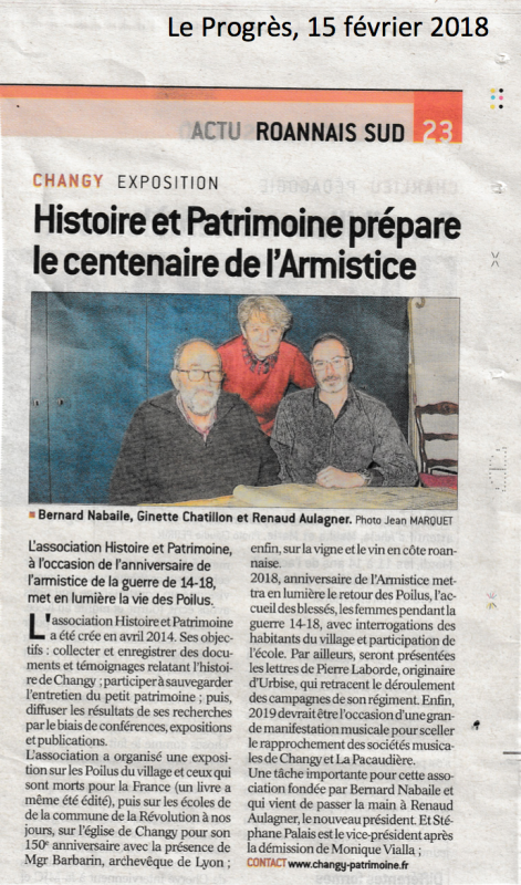 Changy histoire et patrimoine article du 15 février 2018