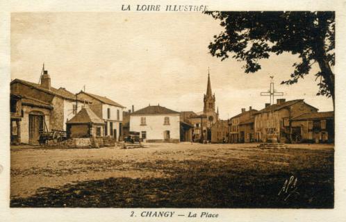 Changy, place du Champ de Foire, vers1936